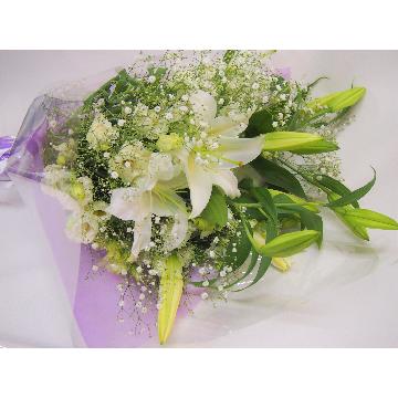＜フジテレビフラワーネット＞ ピュアホワイトのお供え花束画像