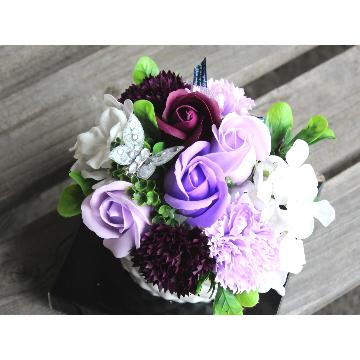  特別価格シャボンフラワーポット 紫〜蝶々が輝く〜