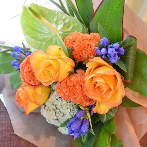 キュートなブーケ Japanorange バラの花束 オレンジ系 誕生日 結婚記念日 お祝い 送別 発表会 敬老の日 花屋 株 川田生花店 のオリジナル商品 フラワーギフトはプロのお花屋さんにおまかせ フジテレビフラワーネット