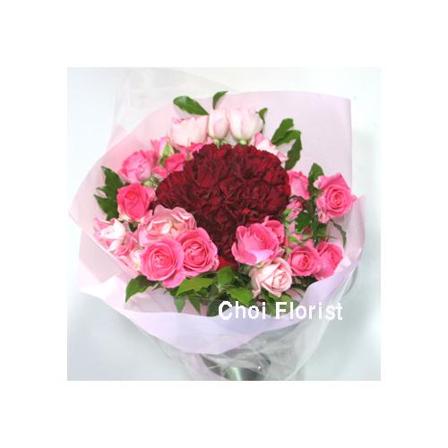 可愛いピンク花束 ｂ ０３６ 花屋 ｃｈｏｉ ｆｌｏｒｉｓｔ のオリジナル商品 フラワーギフトはプロのお花屋さんにおまかせ フジテレビフラワーネット