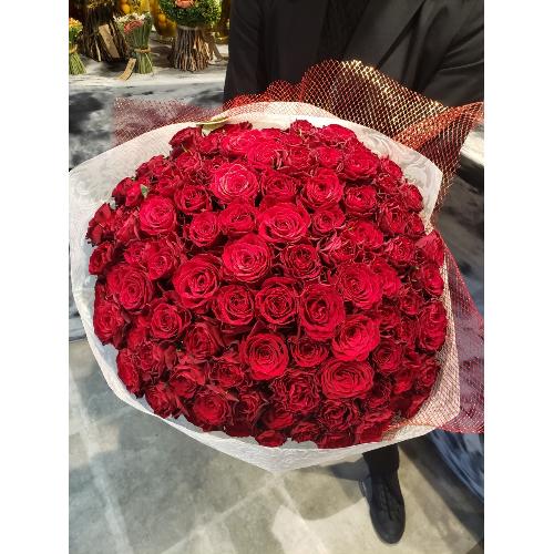 赤いバラ108本の花束 花屋 順花園 Greenday 六甲アイランド店 のオリジナル商品 フラワーギフトはプロのお花屋さんにおまかせ フジテレビフラワーネット