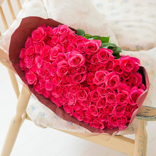 産地直送バラ花束 100本 ピンク系 花屋 フジテレビフラワーネット のオリジナル商品 フラワーギフトはプロのお花屋さんにおまかせ フジテレビフラワーネット